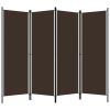 4-Panel Room Divider Brown 78.7"x70.9" - Brown