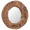 Decorative Mirror Teak 23.6" Round - Brown