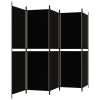 5-Panel Room Divider Black 98.4"x70.9" Fabric - Black