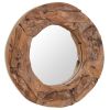 Decorative Mirror Teak 23.6" Round - Brown