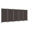 5-Panel Room Divider Brown 170.5"x70.9" Fabric - Brown