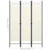 3-Panel Room Divider Cream White 47.2"x70.9" - White