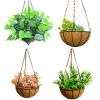 Planter Hangers Flower Plant Pot Metal Hanging Flower Basket with Coconut Coir Liner - 8 inch