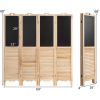 4-Panel Folding Privacy Room Divider Screen with Chalkboard - natural