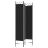 3-Panel Room Divider Black 47.2"x86.6" Fabric - Black