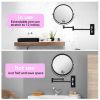 8-inch Wall Mounted Makeup Vanity Mirror, 1X / 10X Magnification Mirror, 360° Swivel with Extension Arm - Black&Chrome