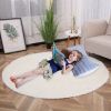 1pc, Plush PV Velvet Area Rug, 62.99", American Style Round Rug, Floor Deocr - Cream Color - 62.99inch