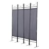 4-Panel Metal Folding Room Divider, 5.94Ft Freestanding Room Screen Partition Privacy Display for Bedroom, Living Room, Office - Gray