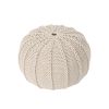 Bordeaux Knitted Cotton Round Pouf, Beige - as Pic