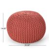 Bordeaux Knitted Cotton Round Pouf, Coral - as Pic