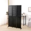 3 Panel Room Divider 6Ft Wood Folding Privacy Screen Black Room Separator Free Standing Wall Dividers (Black) - as Pic