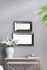 20" x 12" Antique Silver Rectangle Mirror with Floral Accents, Mirrored Display Tray, Hanging Wall Mirror - as Pic