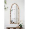 22" x 48" Large Cream & Gold Framed Wall Mirror, Wood Arched Mirror with Decorative Window Look for Living Room, Bathroom, Entryway - as Pic