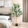 5.5 Feet Artificial Eucalyptus Tree with 517 Silver Dollar Leaves - Green + Black