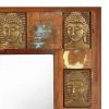 Mirror with Buddha Cladding 19.7"x31.5" Solid Reclaimed Wood - Brown