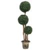 Artificial Boxwood Plant with Pot Ball Shaped Green 46.9" - Green