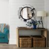 Round Accent Wall Mirror with Scalloped Design and Beveled Edges, Silver - as Pic