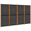 4-Panel Room Divider Black 110.2"x70.9" - Black