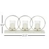 DecMode 3 Holder White Aluminum Pillar Candelabra with Aluminum Accents - DecMode