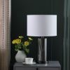 21.25" In Cynx Led Night Light Mid-Century Glass Black Chrome Table Lamp - as Pic