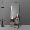 Floor Mirror Full Length Mirror Ultra Thin Aluminum Alloy Frame Modern Style Standing/Hanging Mirror Wall Mounted Mirror - as Pic