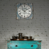 Stonebriar 15.7" Blue Analog Square Farmhouse Battery Operated Wall Clock - STONEBRIAR