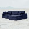 Harper Petite Navy Linen Ottoman - as Pic