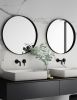 ONLY PICK UP 24" Metal Round Wall Mirror Black Bathroom Entryway Mirror - Black