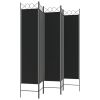 5-Panel Room Divider Black 78.7"x78.7" Fabric - Black