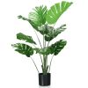 4 Feet Artificial Monstera Deliciosa Tree with 10 Leaves of Different Sizes - Green, Black