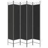 5-Panel Room Divider Black 78.7"x78.7" Fabric - Black