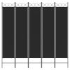 5-Panel Room Divider Black 78.7"x78.7" Fabric - Black