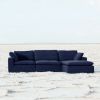 Harper Petite Navy Linen Ottoman - as Pic