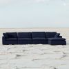 Harper Petite Navy Linen Ottoman - as Pic