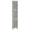 Hand carved 3-Panel Room Divider Gray 47.2"x65" Solid Mango Wood - Grey