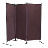 6 Ft Modern Room Divider, 3-Panel Folding Privacy Screen w/ Metal Standing, Portable Wall Partition XH - brown