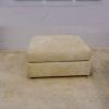 Living Room Ottoman, Soft Linen Fabric Upholstered Ottoman 1-Pc with Thick Padded Cushion, Biege - as Pic