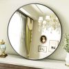 24" Wall Mirror Bathroom Mirror Wall Mounted Round Mirror; Black - Black - Glass