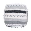 Karim Faux Yarn Large Pouf, Ivory Grey - as Pic