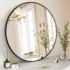 24" Wall Mirror Bathroom Mirror Wall Mounted Round Mirror; Black - Black - Glass