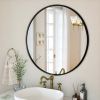 24" Wall Mirror Bathroom Mirror Wall Mounted Round Mirror; Black - Black - Glass