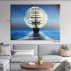 Handmade Sailboat Painting Seascape Original Art Boat Painting Nautical Artwork Full Moon Canvas Painting Night Sky Wall Art - 90X120cm