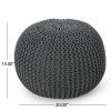 Bordeaux Knitted Cotton Round Pouf, Gray - as Pic