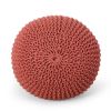 Bordeaux Knitted Cotton Round Pouf, Coral - as Pic