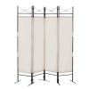 4-Panel Metal Folding Room Divider, 5.94Ft Freestanding Room Screen Partition Privacy Display for Bedroom, Living Room, Office - Beige