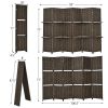 6 Panel Folding Weave Fiber Room Divider with 2 Display Shelves - Brown