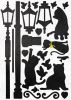 Cats & Lamp - Large Wall Decals Stickers Appliques Home Decor - HEMU-XS-056