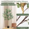 5.5 Feet Artificial Eucalyptus Tree with 517 Silver Dollar Leaves - Green + Black