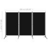 3-Panel Room Divider Black 102.4"x70.9" - Black