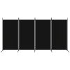 4-Panel Room Divider Black 136.2"x70.9" Fabric - Black